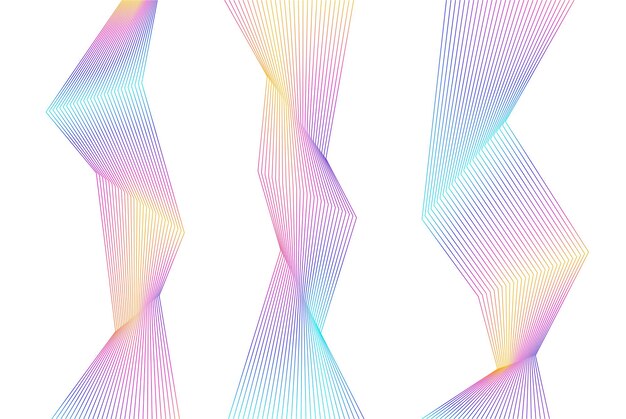 Design elements Curved sharp corners wave many lines Abstract vertical broken stripes on white background isolated Creative line art Vector illustration EPS 10 Color line created using Blend Tool