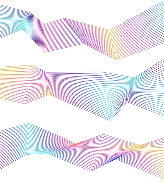 Design elements Curved sharp corners wave many lines Abstract vertical broken stripes on white background isolated Creative line art Vector illustration EPS 10 Color line created using Blend Tool