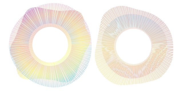 Design elements Wave of many purple lines and rays circle ring Abstract vertical wavy