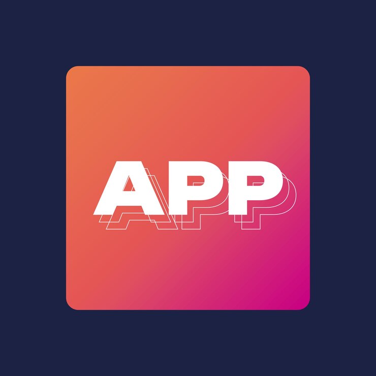 Design gradient app icon, line shadow on dark blue background