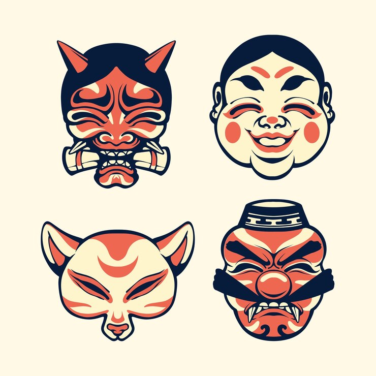 Vector design japanese mask vector art