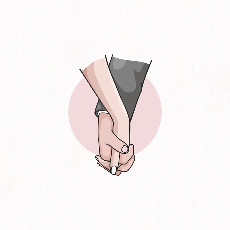 Vector design of couple holding hands for valentine's day