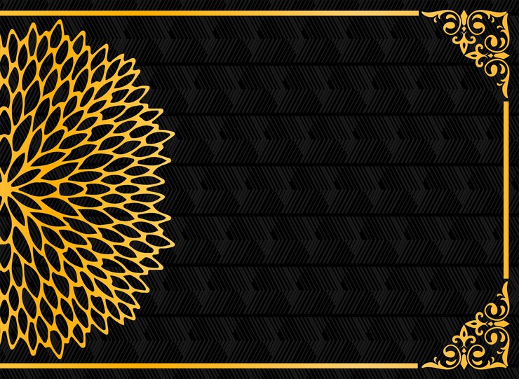 Vector design vector template of elegant gold half mandala pattern on black background