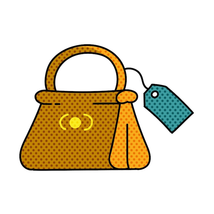 Vector designer bag halftone hand drawn color vector illustration