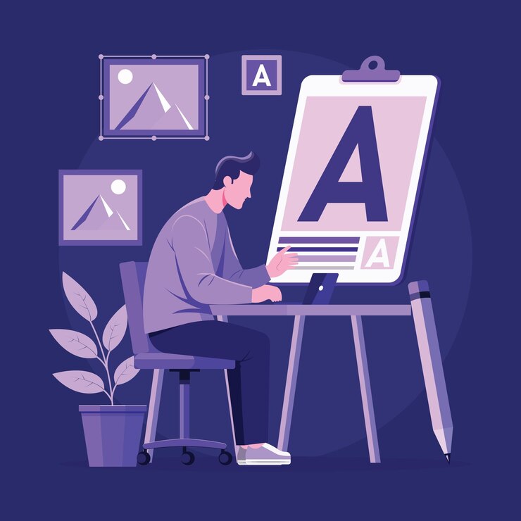 Vector designer grafis sedang bekerja