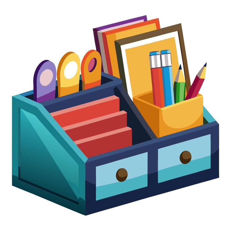 Vector desk organizer clipart vector art and illustration