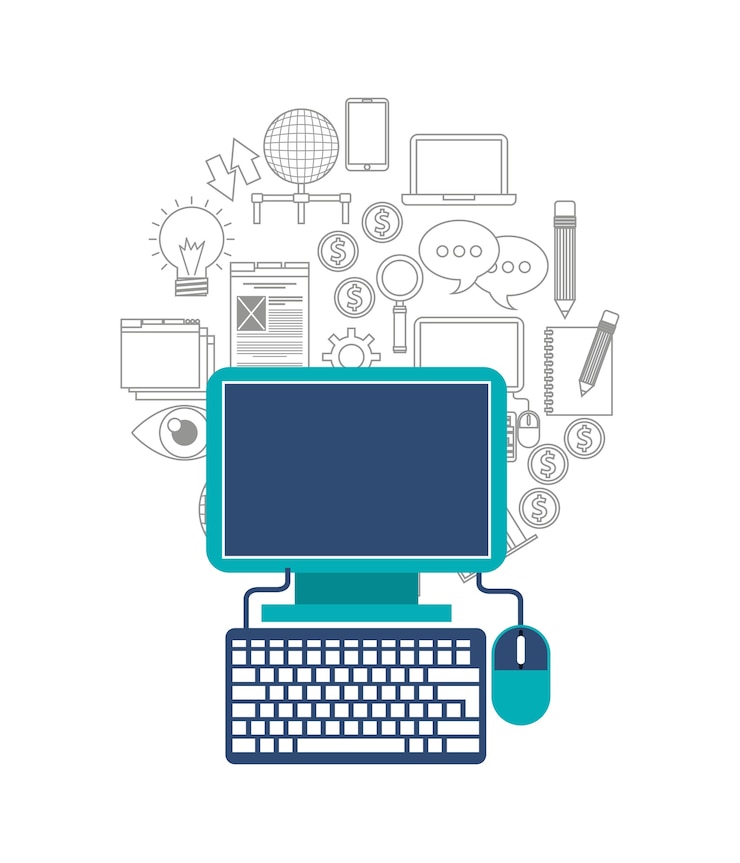 Vector desktop computer technology icon