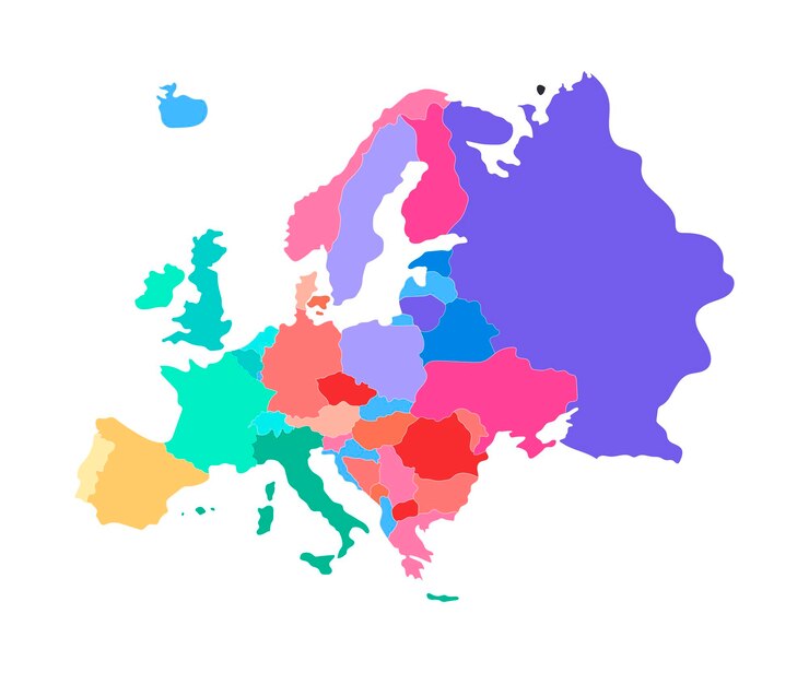Vector detailed color vector map of the europe with country borders