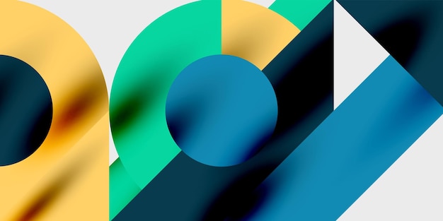 Detailed composition of circles semicircles and triangles with glossy effects and smooth gradients A sleek and modern vector design for creative and techinspired projects
