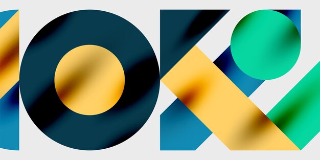 Detailed composition of circles semicircles and triangles with glossy effects and smooth gradients a