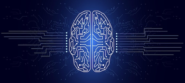 detailed representation of a brain integrated with technology in a digital setting