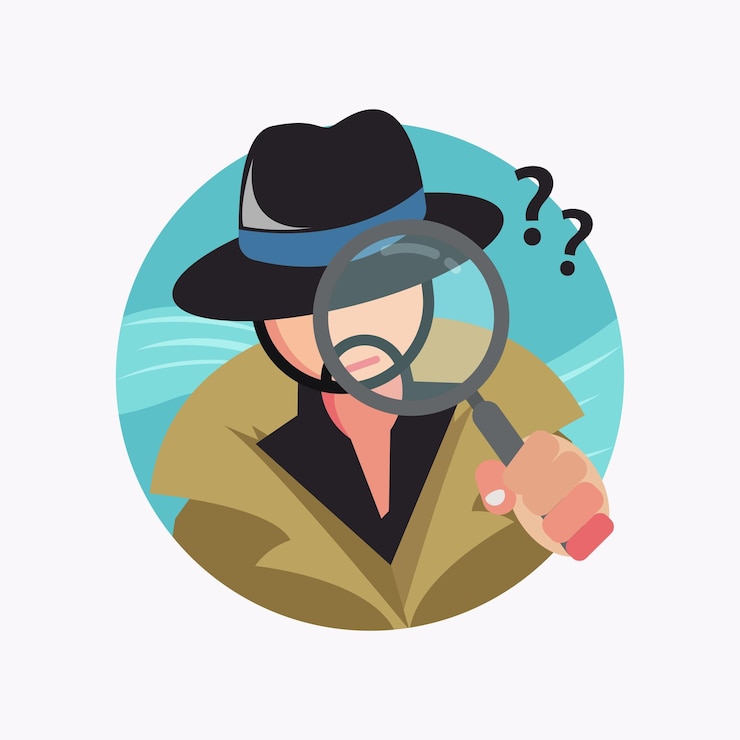 Vector detective and magnifying glass searching icon concept design vector illustration