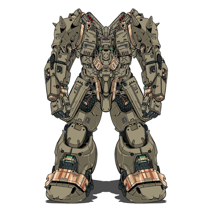 Vector develop mecha robot builded by head arm body leg weapon illustration premium vector