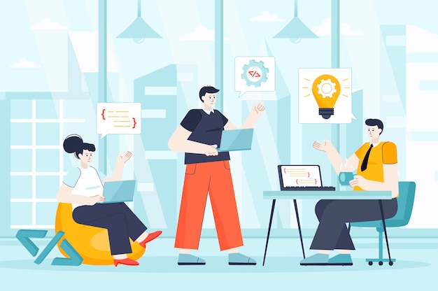 Developers team concept in flat design
