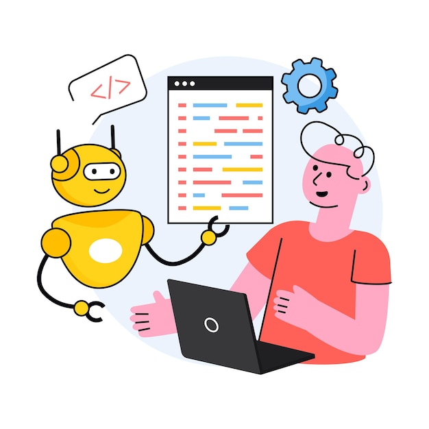 developing robot assistant concept vector in a flat style stock illustration