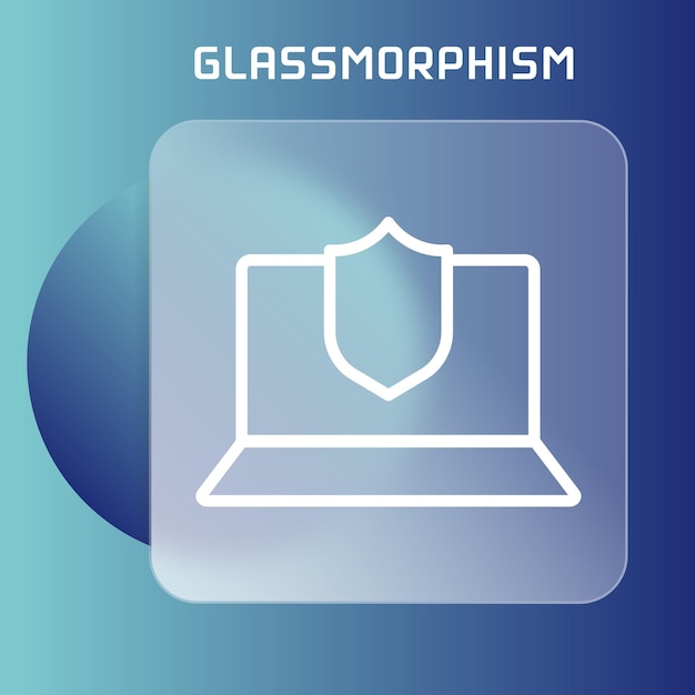 Device and technology line icons on glassmorphism template Glassmorphism device icons