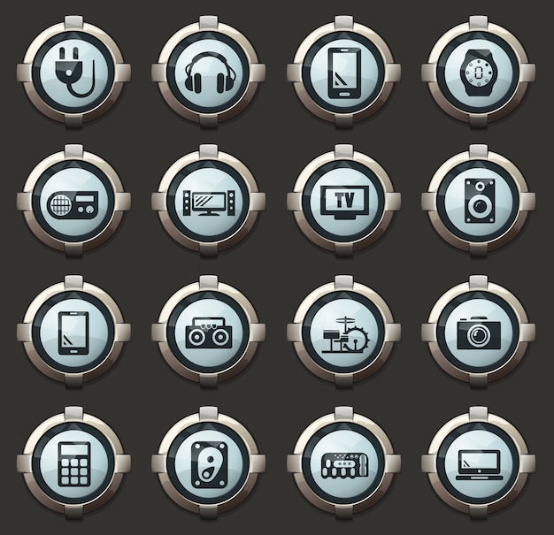devices vector stylish round buttons for mobile applications and web