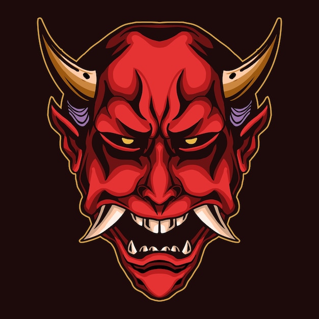Devil head red isolated on dark