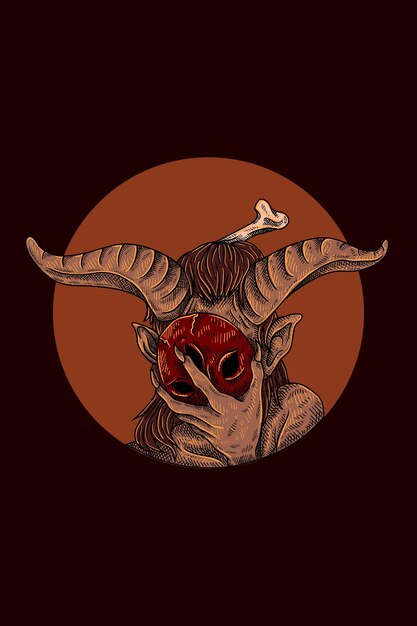 Devil with mask vector illustration