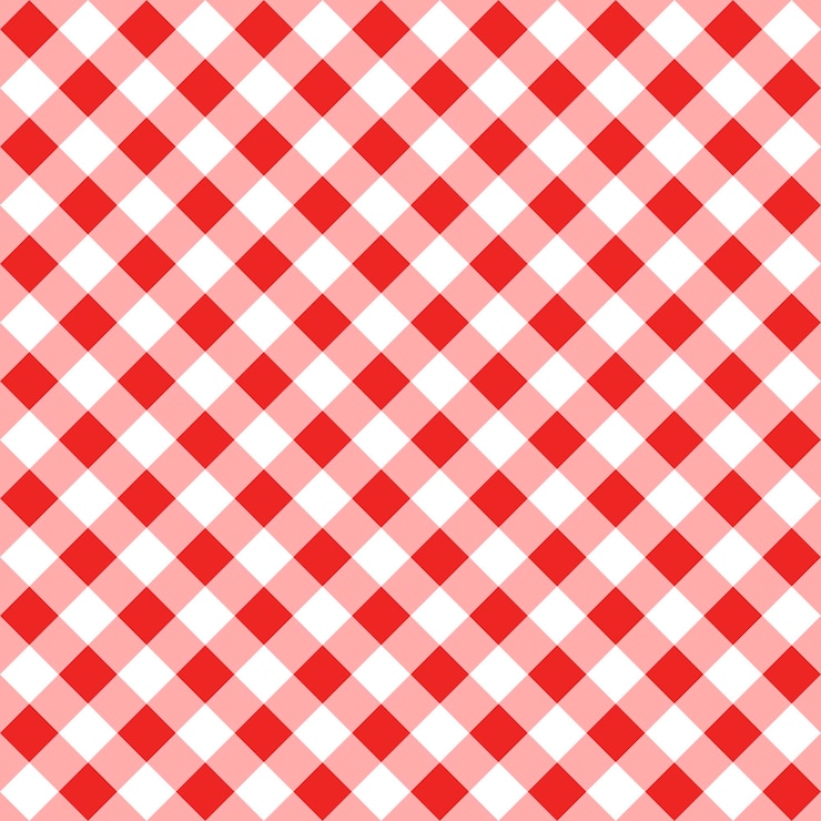 Vector diagonal red traditional gingham seamless pattern texture from rhombus or squares