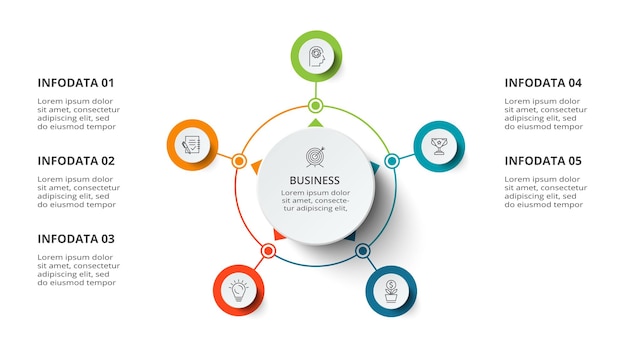 Diagram concept for infographic with 5 steps options parts or processes Business data visualization