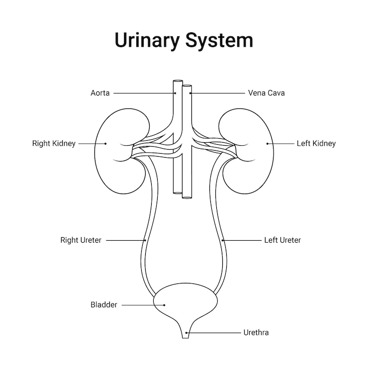 Vector diagram of urinary system human in line style