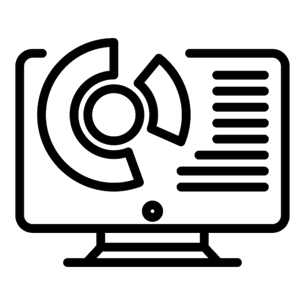 Diagram on monitor icon Outline diagram on monitor vector icon for web design isolated on white background