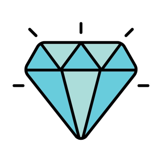Diamond line icon Gem jewel luxury precious gemstone crystal sparkling wealth valuable clarity brilliance shine cut stone expensive decoration jewelry elegant symbol treasure