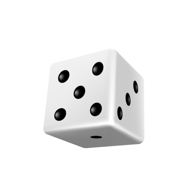 dice isolated 3d object for gambling games design casino craps and poker tabletop or board games realistic white cube with five black dots or pips vector illustration