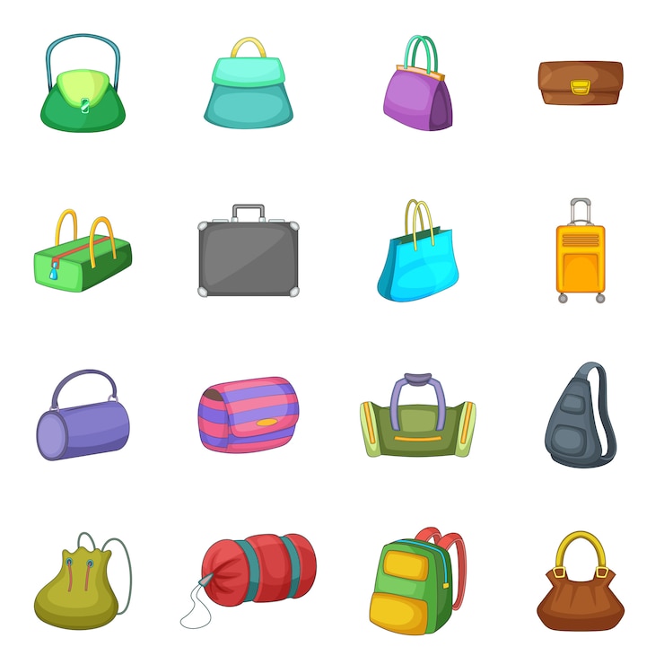 Vector different bagage icons set