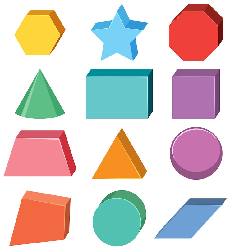 Vector different shapes on white background