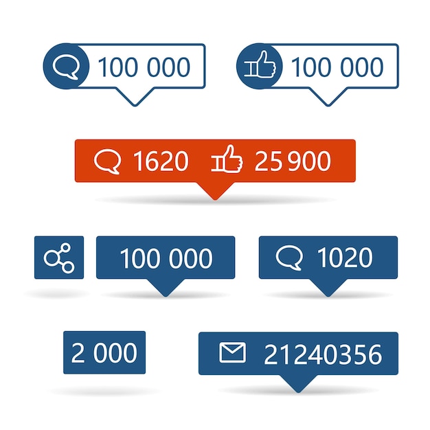 different web informers frames with icons and digits