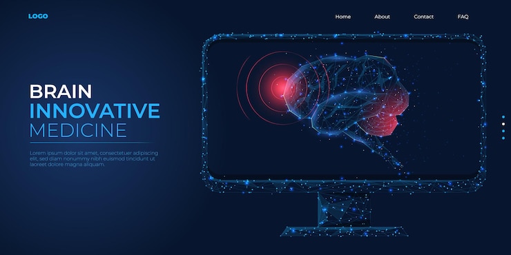 Vector digital 3d low poly model of the human brain