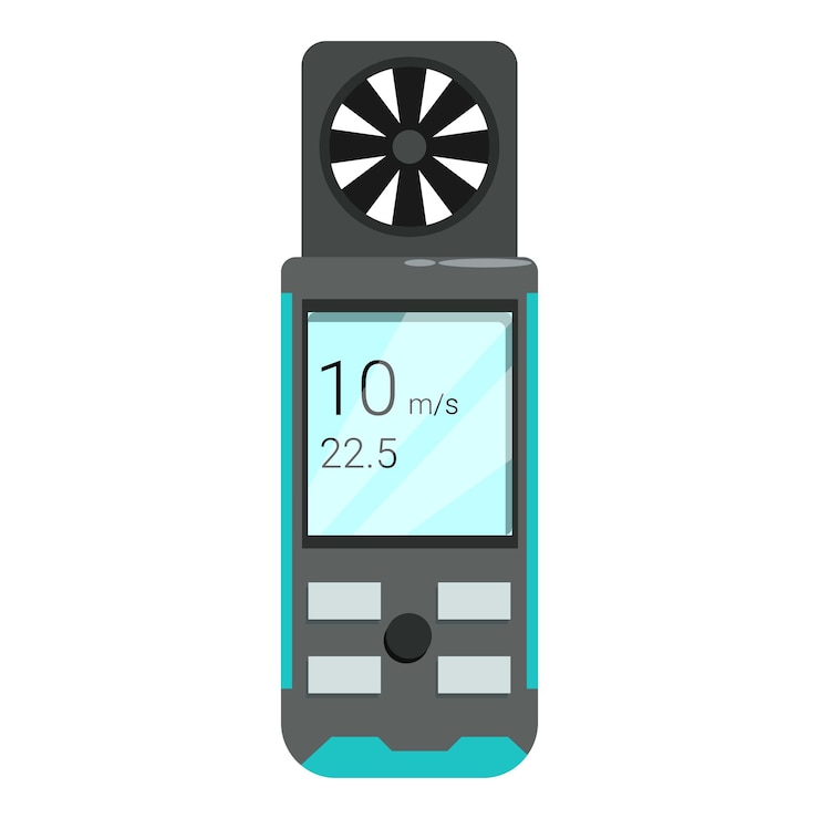 Vector digital anemometer measuring wind speed and temperature