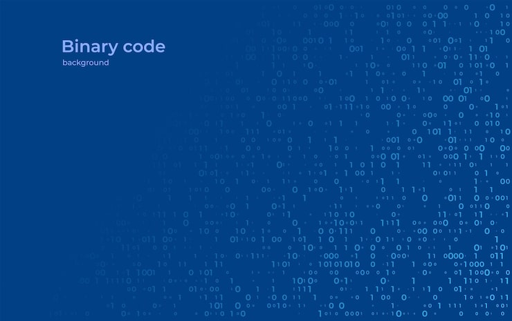 Vector digital binary code matrix background abstract flow of data and numbers in virtual space technology concept of programming artificial intelligence and cyber network innovation