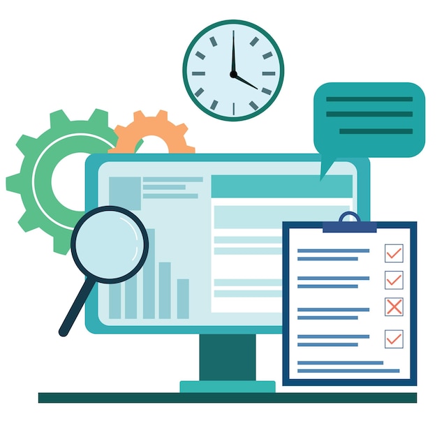 digital business growth concept illustration with business graph on monitor screen