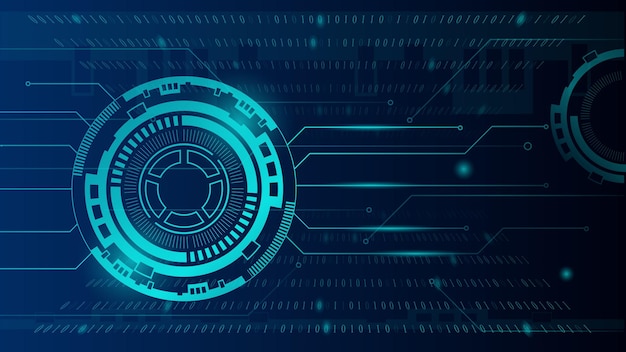 Digital circle lines and connected dots blue background futuristic technology