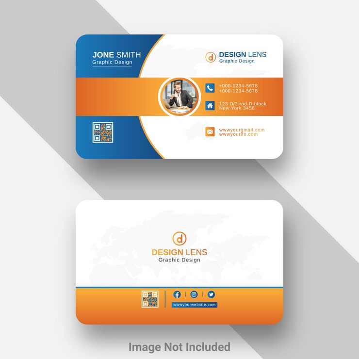 Digital Corporate Blue And Orange Gradient Business Card Template