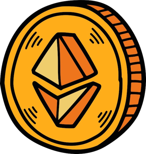 Digital currency symbols Hand drawn illustrations in line art style