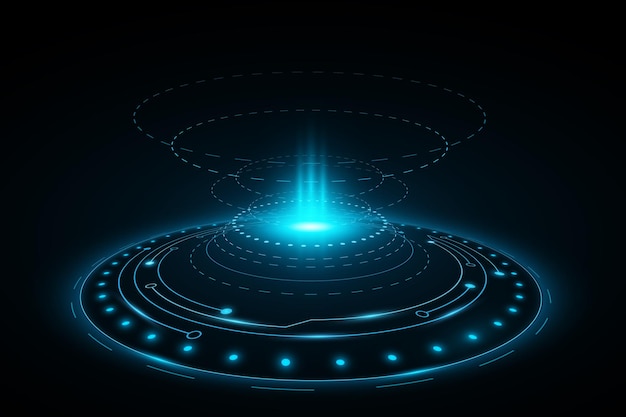 Digital glowing hud circle Futuristic element with light effects for technology interface Vector illustration