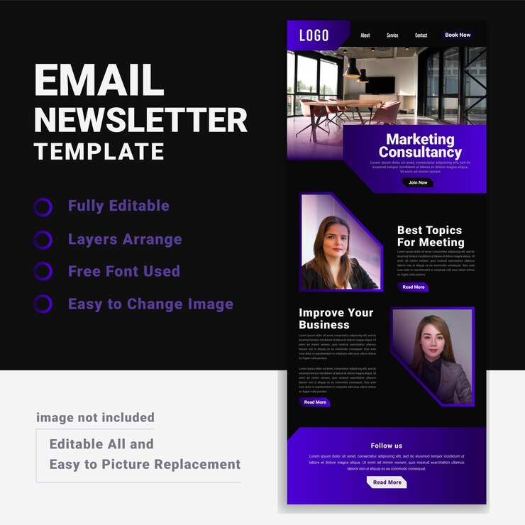 Vector digital marketing agency email newsletter marketing template design