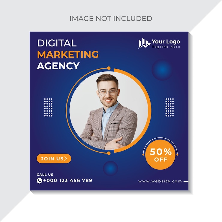 Digital marketing agency social media post template vector