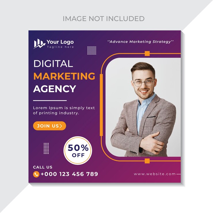 Digital marketing agency social media post template vector