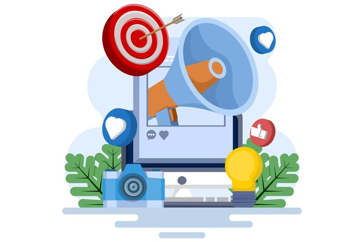 Vector digital marketing concepts or advertising with video marketing or social media marketing