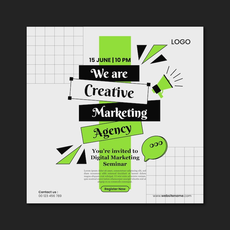 Vector digital marketing seminar post template