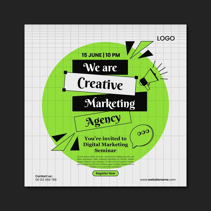 Vector digital marketing seminar post template