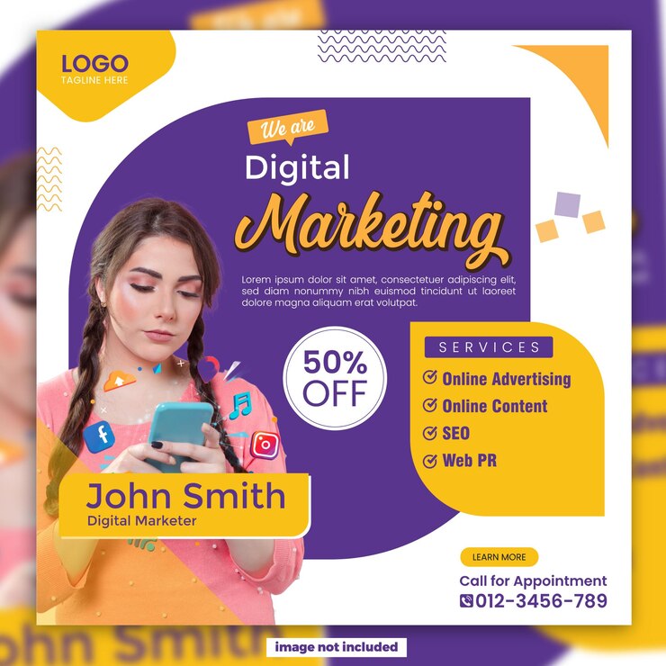 Digital marketing webinar and business session social media post template