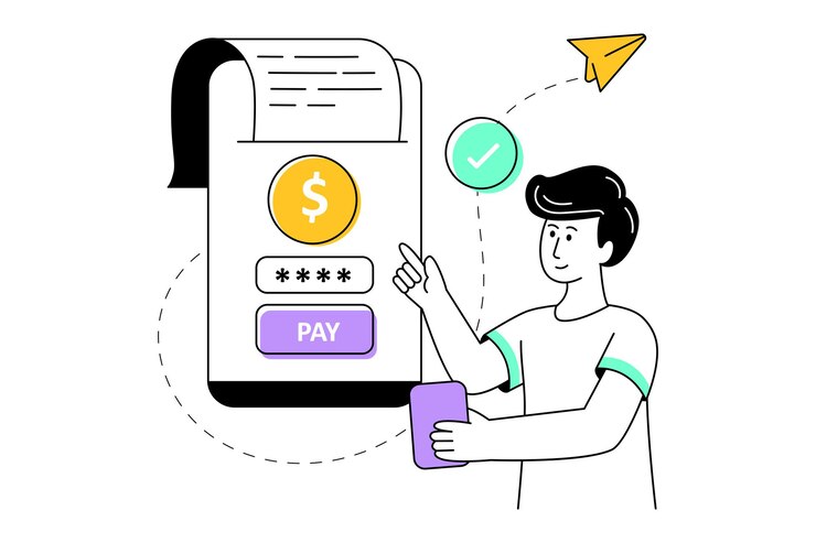 Vector digital payment flat style design vector illustration stock illustration