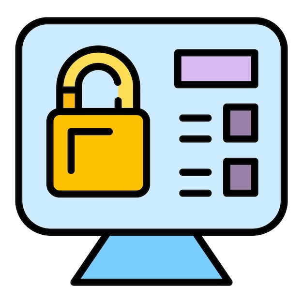 digital privacy icon outline vector safety lock secure internet color flat
