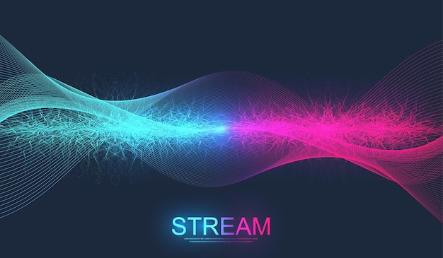 digital streaming background wave flow with particles
